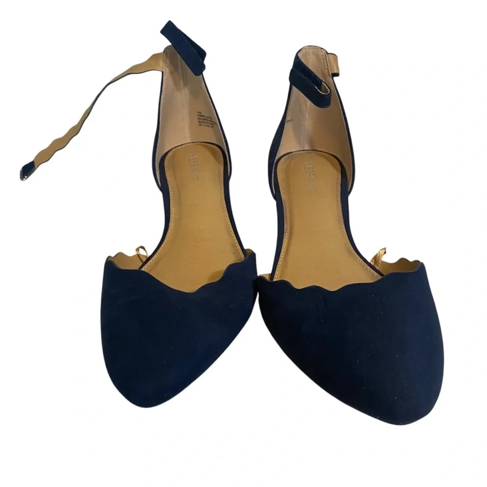 Lane Bryant Navy Blue Women's Ankle Strap Flats 11W New